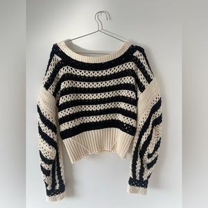 ZARA Black & Ecru Limited Edition Striped Sweater